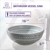 ANZZI LS-AZ8204 Satui Series Vessel Sink in Decor White