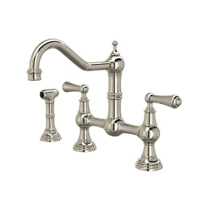 Rohl U.4756L-PN-2 Perrin and Rowe Edwardian Bridge Kitchen Faucet with Sidespray