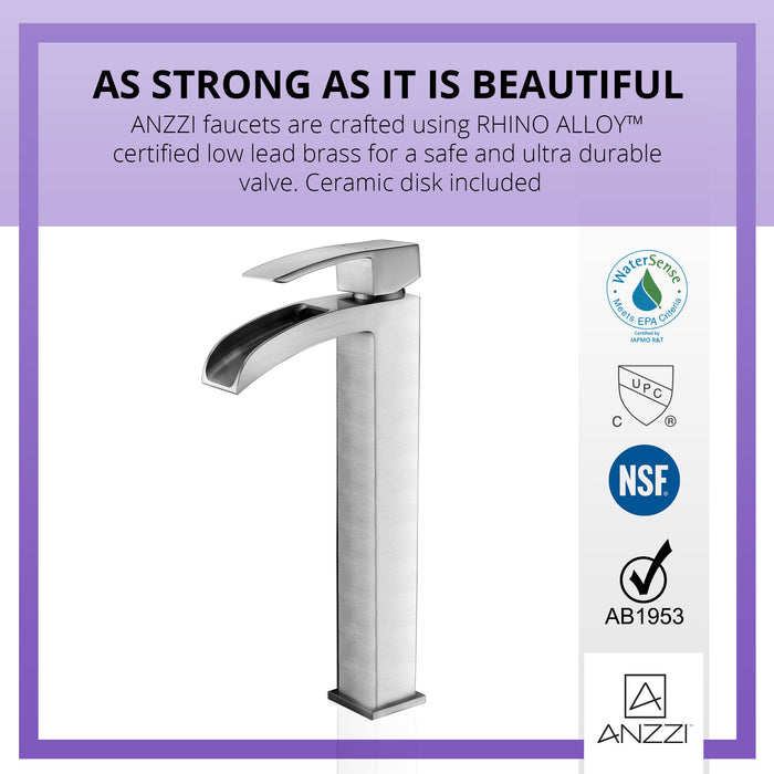 ANZZI L-AZ097BN Key Series Single Hole Single-Handle Vessel Bathroom Faucet in Brushed Nickel
