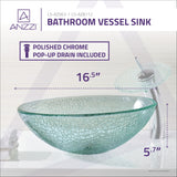 ANZZI LS-AZ063 Choir Series Deco-Glass Vessel Sink in Crystal Clear Mosaic with Chrome Waterfall Faucet