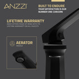 ANZZI L-AZ903MB Single Handle Single Hole Bathroom Faucet With Pop-up Drain in Matte Black