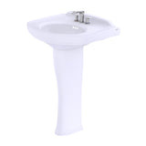 TOTO LPT642.4#01 Dartmouth Rectangular Pedestal Bathroom Sink with Arched Front for 4" Center Faucets, Cotton White