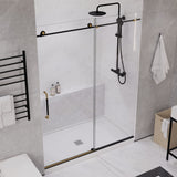 ANZZI SD-AZ13-02MBBG Madam Series 76" x 60" Frameless Sliding Shower Door in Matte Black and Gold