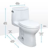 TOTO MS604124CEFG#01 UltraMax II One-Piece Elongated Universal Height Toilet with SoftClose Seat, Cotton White