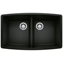 Blanco 442937 Performa SILGRANIT 33" 50/50 Double Bowl Undermount Kitchen Sink - Coal Black