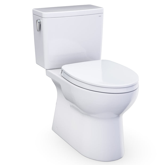TOTO Glaston Two-Piece Elongated 1.28 GPF WASHLET+ and Auto Flush Ready Universal Height Toilet with CEFIONTECT and SS124 SoftClose Seat, Cotton White - MS472124CEFG#01