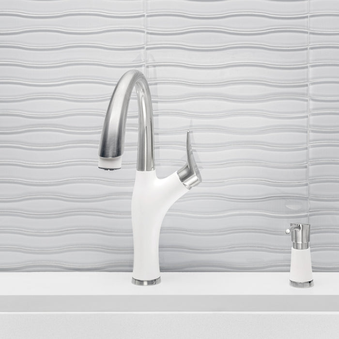 Blanco 442036 Artona Pull-Down Dual-Spray Kitchen Faucet - PVD Steel/White