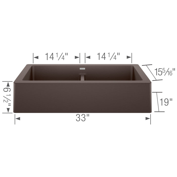 Blanco 526552 Vintera SILGRANIT 33" Double Bowl Apron-Front Farmhouse Sink - Cafe
