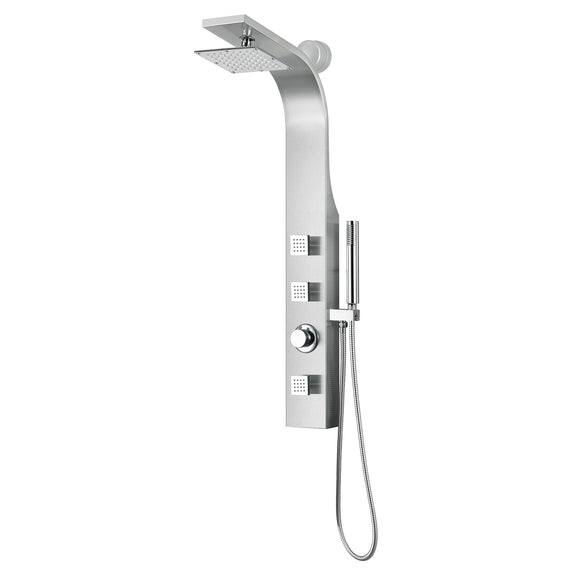 Sans 40 in. Full Body Shower Panel with Heavy Rain Shower and Spray Wand in Brushed Steel