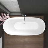 ANZZI FT-AZ401 Ami 67" Acrylic Flatbottom Freestanding Bathtub in White