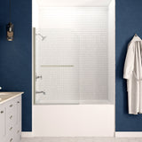 ANZZI SD05301BN-3260L 5 ft. Bathtub in White with 34" x 58" Frameless Tub Door in Brushed Nickel