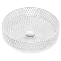 Celeste Round Clear Glass Vessel Bathroom Sink with Faceted Pattern