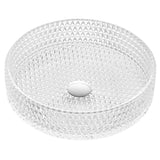 Celeste Round Clear Glass Vessel Bathroom Sink with Faceted Pattern