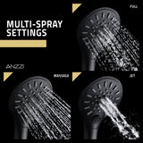 ANZZI SH-AZ067MB Valkyrie Retro-Fit 3-Spray Patterns with 7.48" Wall Mounted Dual Shower Heads in Matte Black