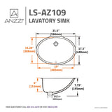 ANZZI LS-AZ109 Rhodes Series 21.5" Ceramic Undermount Sink Basin in White