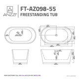 ANZZI FT-AZ098-55 Chand 55" Acrylic Flatbottom Freestanding Bathtub in White