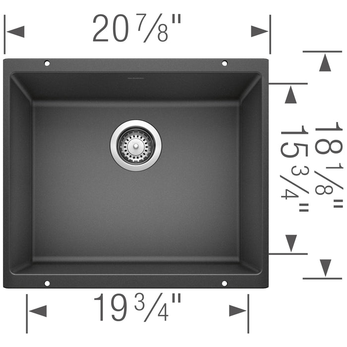 Blanco 513428 Precis SILGRANIT 21" Single Bowl Undermount Kitchen Sink - Anthracite