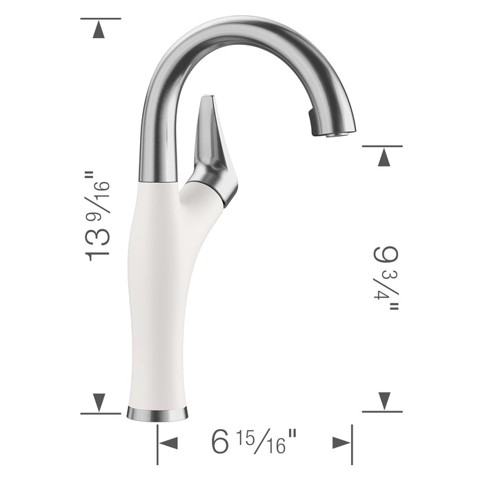 Blanco 526386 Artona Pull-Down Dual-Spray Bar Faucet - PVD Steel/White