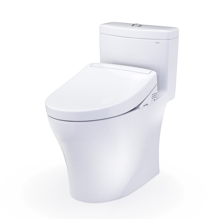 TOTO MW6463446CEMFGN#01 Aquia IV One-Piece Elongated Dual Flush Universal Height Toilet with Washlet S5 Bidet Seat