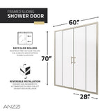 ANZZI SD-AZ15-01BN Enchant 70" x 60.4" Framed Sliding Shower Door in Brushed Nickel