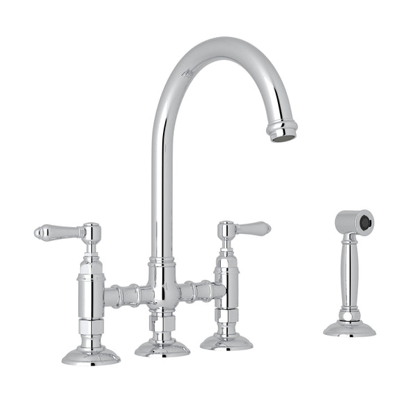 House of Rohl A1461LMWSAPC-2 San Julio Bridge Kitchen Faucet with Side Spray