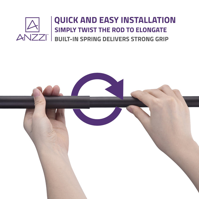 ANZZI AC-AZSR55ORB 35-55 Inches Shower Curtain Rod with Shower Hooks in Oil Rubbed Bronze