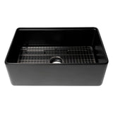 ALFI Brand ABFS3020-BM Black Matte Workstation 30" x 20" Single Bowl Step Rim Fireclay Farm Sink