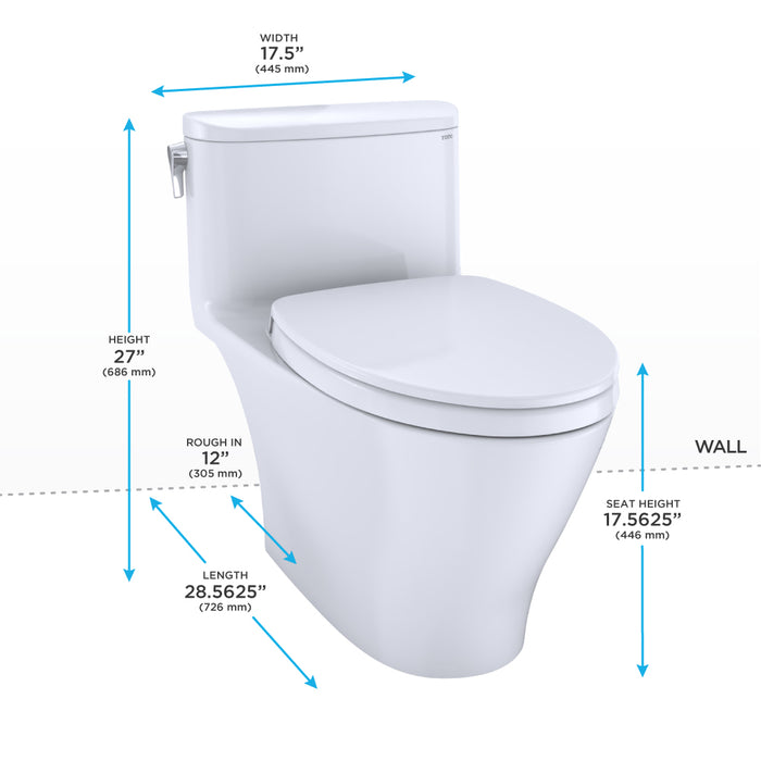 TOTO MS642124CUF#51 Nexus 1G One-Piece Elongated Universal Height Toilet with SoftClose Seat, Ebony