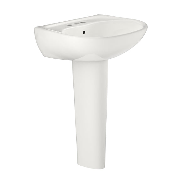 TOTO Supreme Oval Basin Pedestal Bathroom Sink with CeFiONtect for 4 Inch Center Faucets, Colonial White - LPT241.4G#11