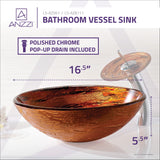 ANZZI LS-AZ061 Stanza Series Vessel Sink in Brown with Faucet in Lustrous Brown