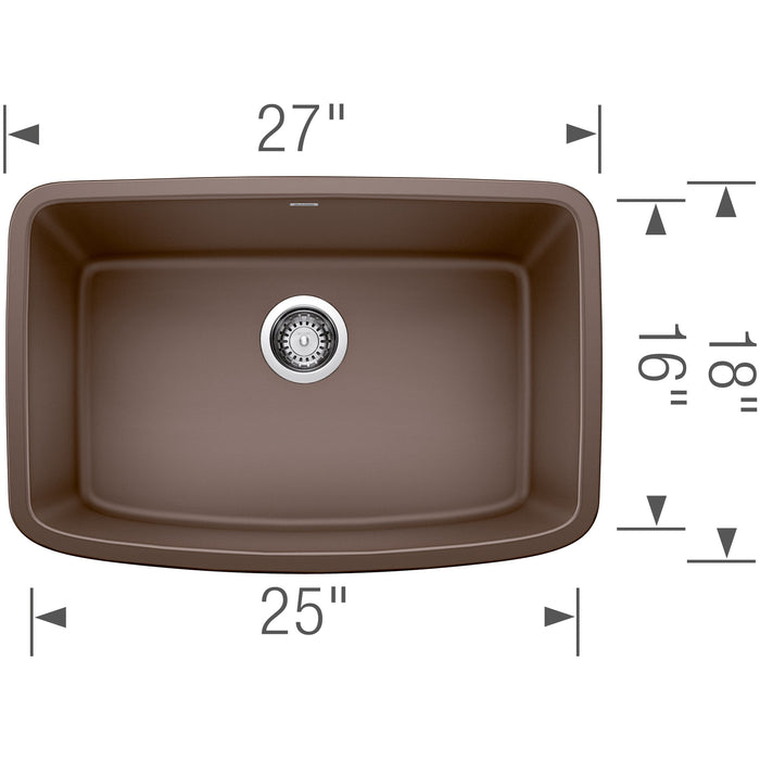 Blanco 442555 Valea SILGRANIT 27" Single Bowl Undermount Kitchen Sink - Cafe