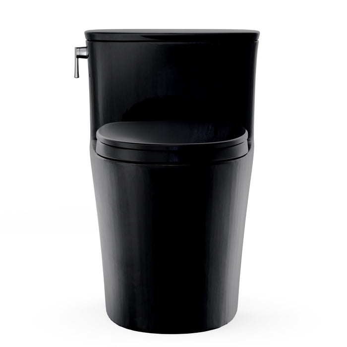 TOTO MS686124CEF#51 Aurora One-Piece Elongated 1.28 GPF Universal Height Toilet with Seat, Ebony (Black)