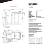 ANZZI 2753FLWR Right Drain Fully Loaded Walk-in Bathtub with Air Jets and Whirlpool Massage Jets Hot Tub