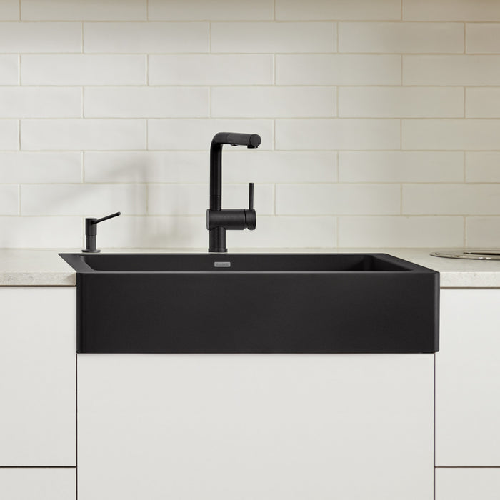 Blanco 526545 Vintera SILGRANIT 30" Single Bowl Apron-Front Farmhouse Sink - Coal Black