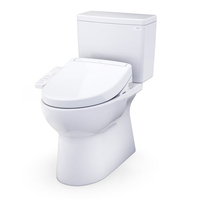 TOTO MW4723346CUFG#01 Glaston WASHLET+ S2 Two-Piece Elongated 1.0 GPF Universal Height Toilet in Cotton White