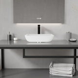 ANZZI LS-AZ912 Solstice Square Glass Vessel Bathroom Sink with White Finish