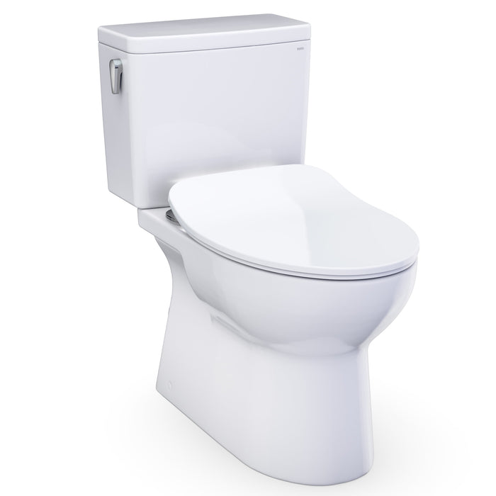 TOTO Glaston Two-Piece Elongated 1.28 GPF WASHLET+ and Auto Flush Ready Universal Height Toilet with CEFIONTECT and SS234 SoftClose Seat, Cotton White - MS472234CEFG#01