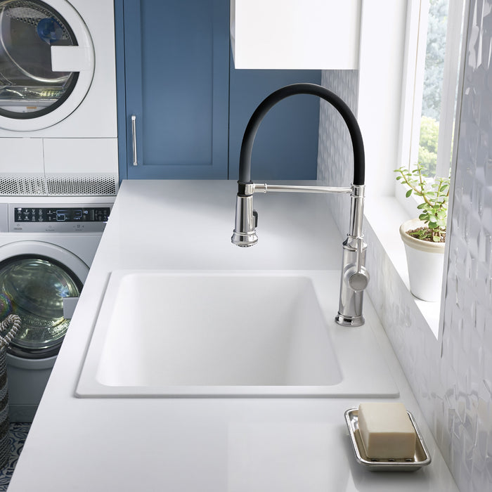Blanco 401927 Liven SILGRANIT 25" Single Bowl Dual Mount Laundry Sink - White