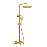 Heavy Rainfall Stainless Steel Shower Bar with Hand Sprayer in Brushed Gold