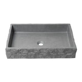 ALFI Brand ABCO24R 24" Solid Concrete Chiseled Style Rectangular Above Mount Vessel Sink