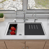 ALFI Brand AB3418DBUM-W White 33" Granite Composite Workstation Double Bowl Undermount Sink