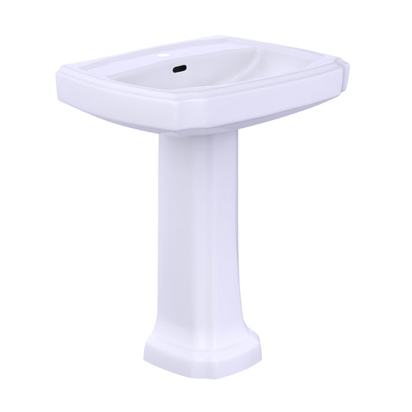 TOTO Guinevere 27-1/8" x 19-7/8" Rectangular Pedestal Bathroom Sink for Single Hole Faucets, Cotton White - LPT970#01