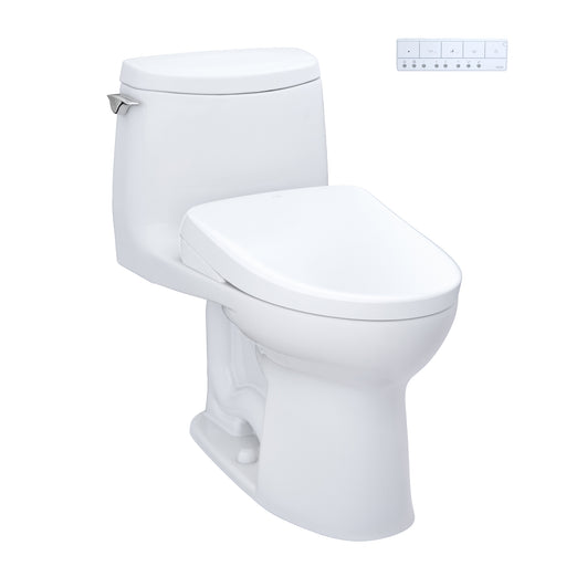 TOTO WASHLET+ UltraMax II 1G One-Piece Elongated 1.0 GPF Toilet and WASHLET+ S7A Contemporary Bidet Seat, Cotton White - MW6044736CUFG#01