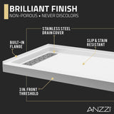 ANZZI SB-AZ103L ALEXANDER 48" x 32" Left Drain Shower Base in White