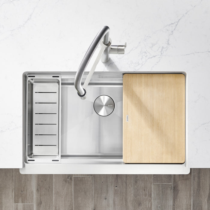 Blanco 525243 Quatrus R15 Ergon 33" Single Bowl Apron-Front Stainless Steel Farmhouse Sink