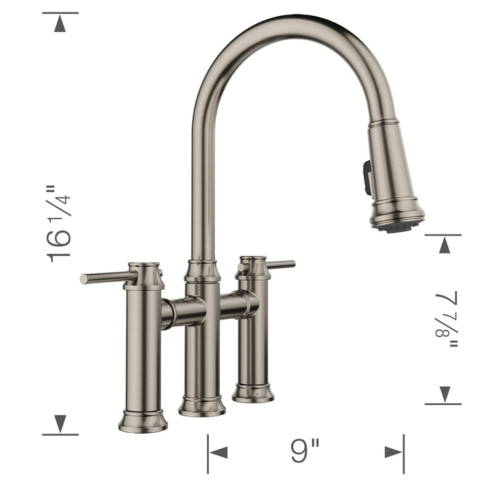 Blanco 443273 Empressa Pull-Down Dual-Spray Bridge Faucet - Satin Platinum