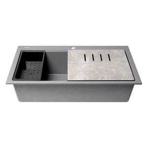 ALFI Brand AB3418SBDI-T Titanium 33" Granite Composite Workstation Single Bowl Drop-in Sink