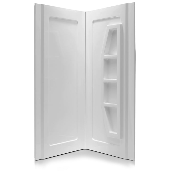 Sharman 36 in. x 36 in. x 74 in. 2-piece DIY Friendly Corner Shower Surround in White