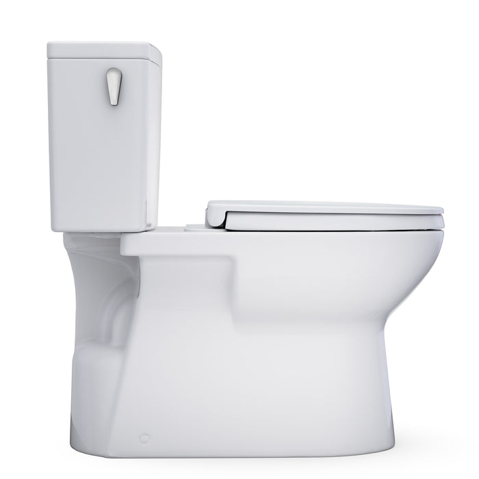 TOTO MS472124CEFG#01 Glaston Two-Piece Elongated 1.28 GPF Universal Height Toilet with Seat, Cotton White