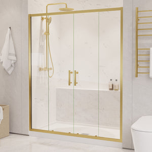 ANZZI Enchant 70-in. x 60.4-in. Framed Sliding Shower Door in Brushed Gold